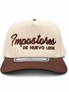 Impostores de Nuevo León beige and brown embroidered baseball cap